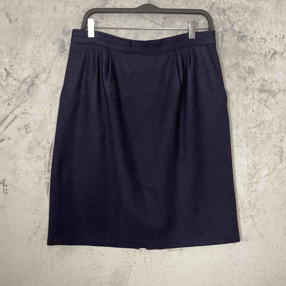Vintage 90s Dark Academia Wool Midi Pencil Skirt Plus Size 16 Workwear Business